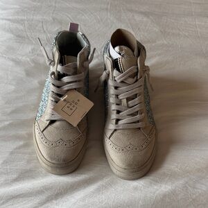 NWT Gray High-Top Sneakers with Glitter Detail